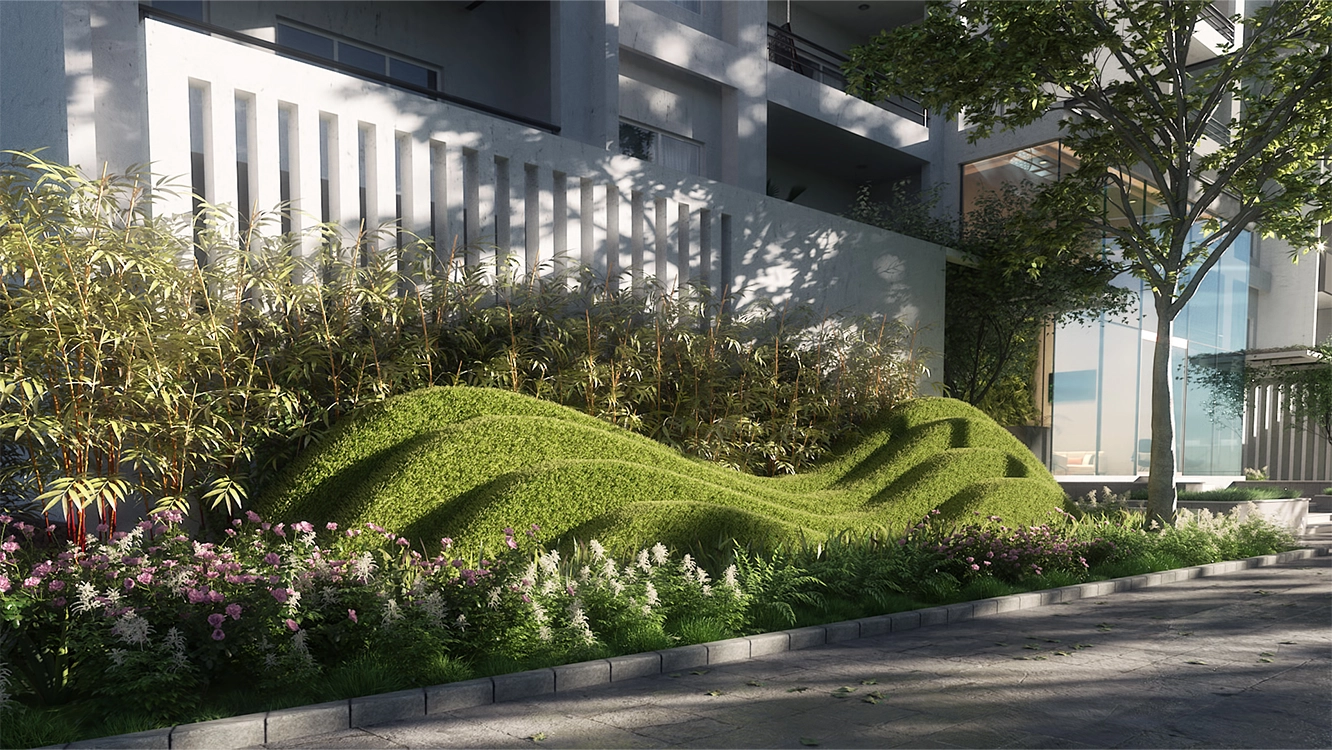 Godrej Air Sector 85 Gurgaon - landscaped green mounds and gardens