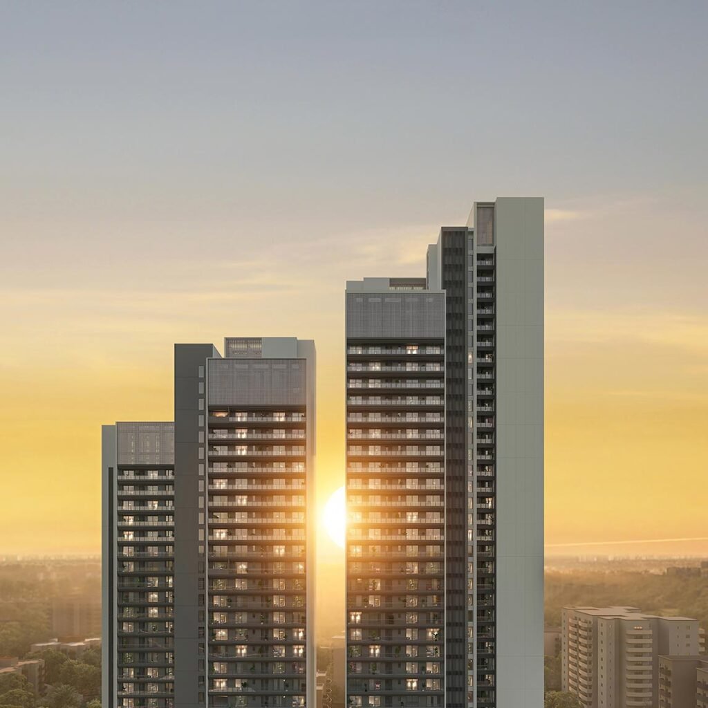 Godrej Astra Sector 54 Gurgaon - residential towers at sunset