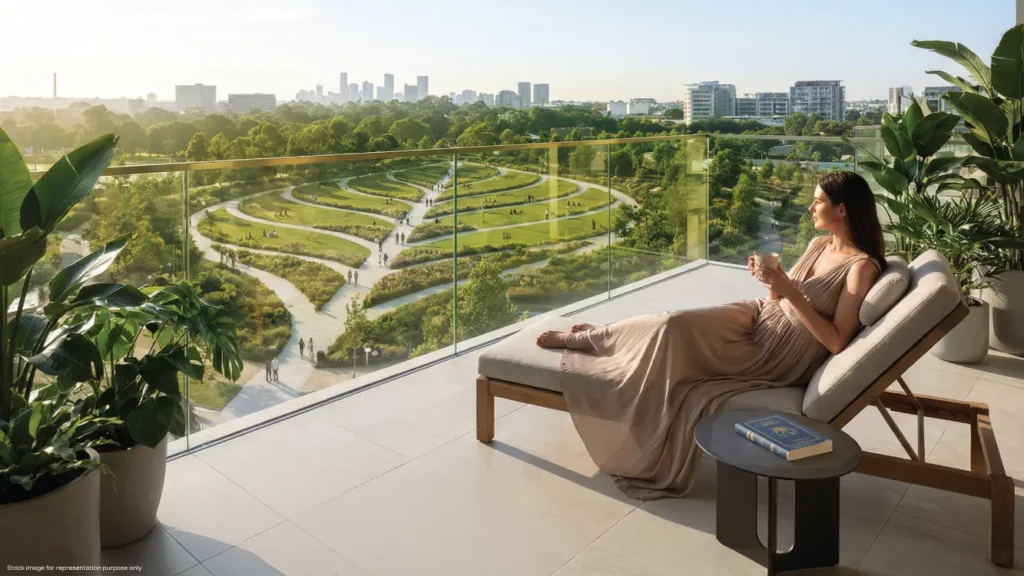 Godrej Crown Residences Sector 27 Greater Noida - landscaped deck with lounge seating