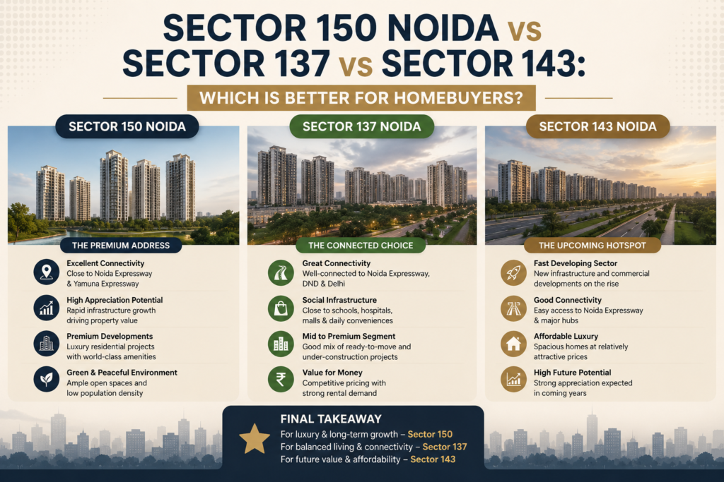 Sector 150 Noida vs Sector 137 vs Sector 143: Which Is Better for Homebuyers?