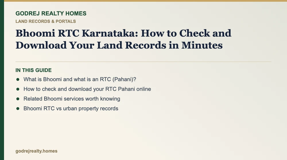 Infographic: bhoomi rtc karnataka land records — how to download rtc pahani online karnataka