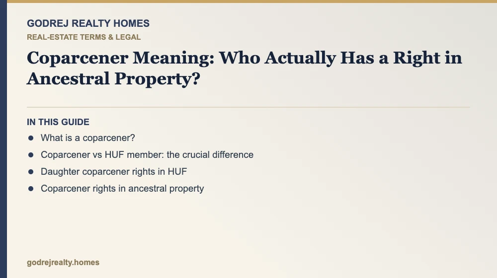 Infographic: coparcener meaning in property — coparcener rights in ancestral property