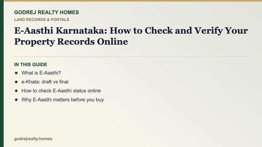 Infographic: e aasthi karnataka property records — how to check e-aasthi status online