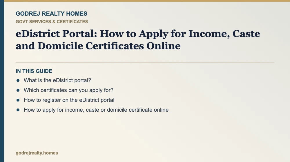 Infographic: edistrict apply certificate online — how to apply income certificate online