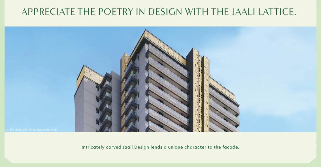 Godrej Alira Sector 39 Gurgaon - tower facade with lattice design