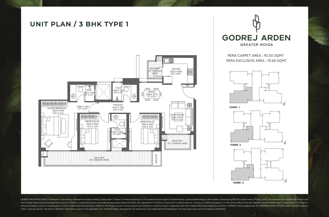 Godrej Arden 3 BHK floor plan