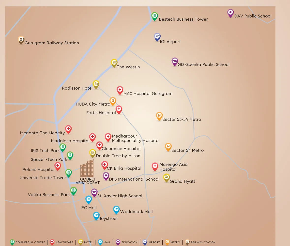 Godrej Aristocrat Sector 49 Gurgaon - location and connectivity map