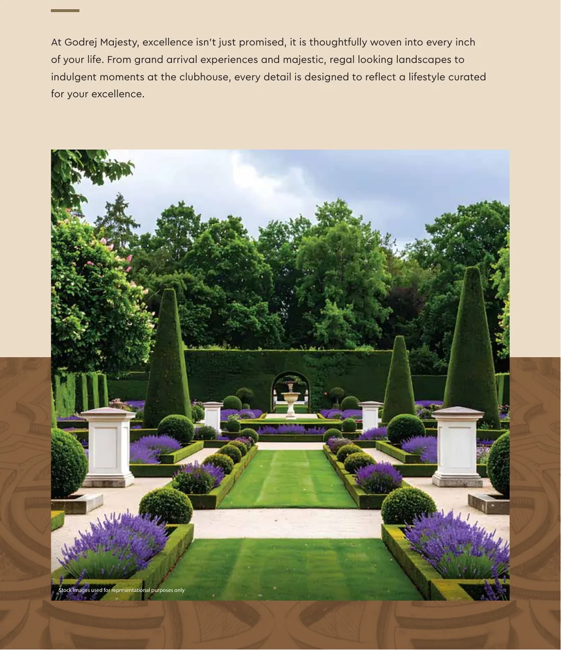 Godrej Majesty Sector 12 Greater Noida - formal landscaped garden with seating