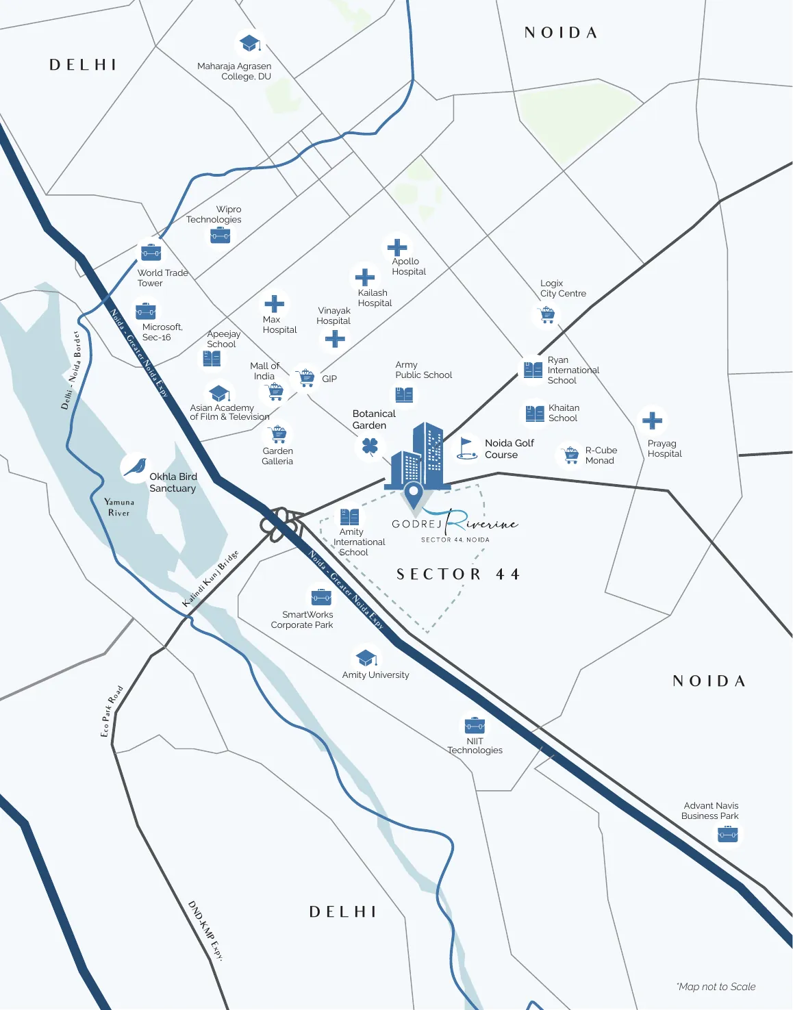 Godrej Riverine Sector 44 Noida - location and connectivity map
