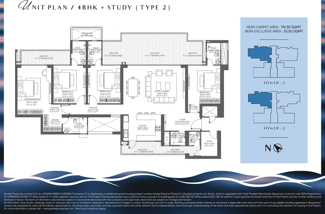 Godrej Riverine Sector 44 Noida - unit floor plan layout