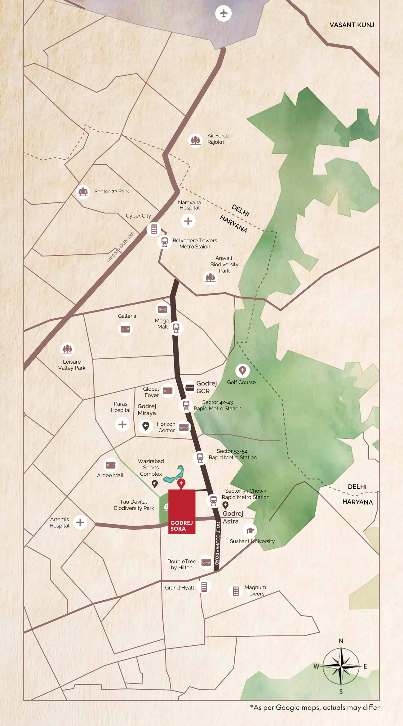 Godrej Sora Sector 53 Gurgaon - location and connectivity map