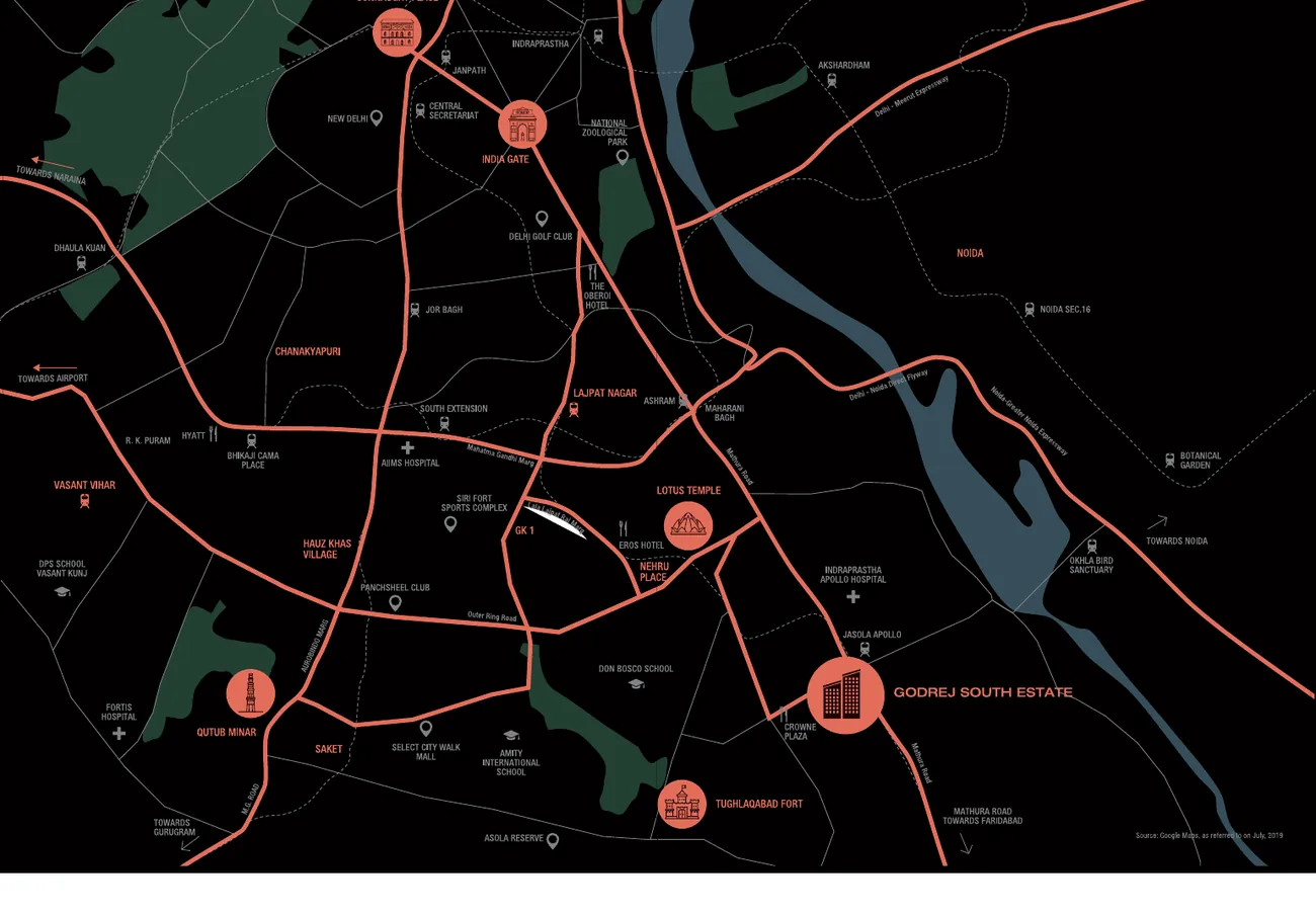 Godrej South Estate Okhla Delhi - location and connectivity map