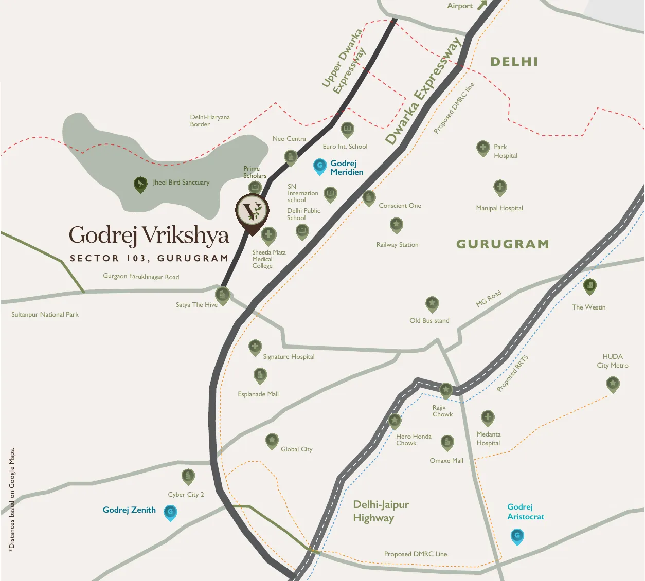 Godrej Vrikshya Sector 103 Gurgaon - location and connectivity map