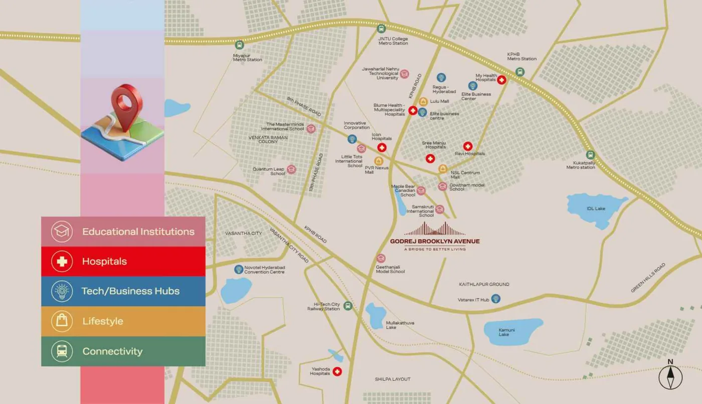 Godrej Brooklyn Avenue location map, Kukatpally, Hyderabad